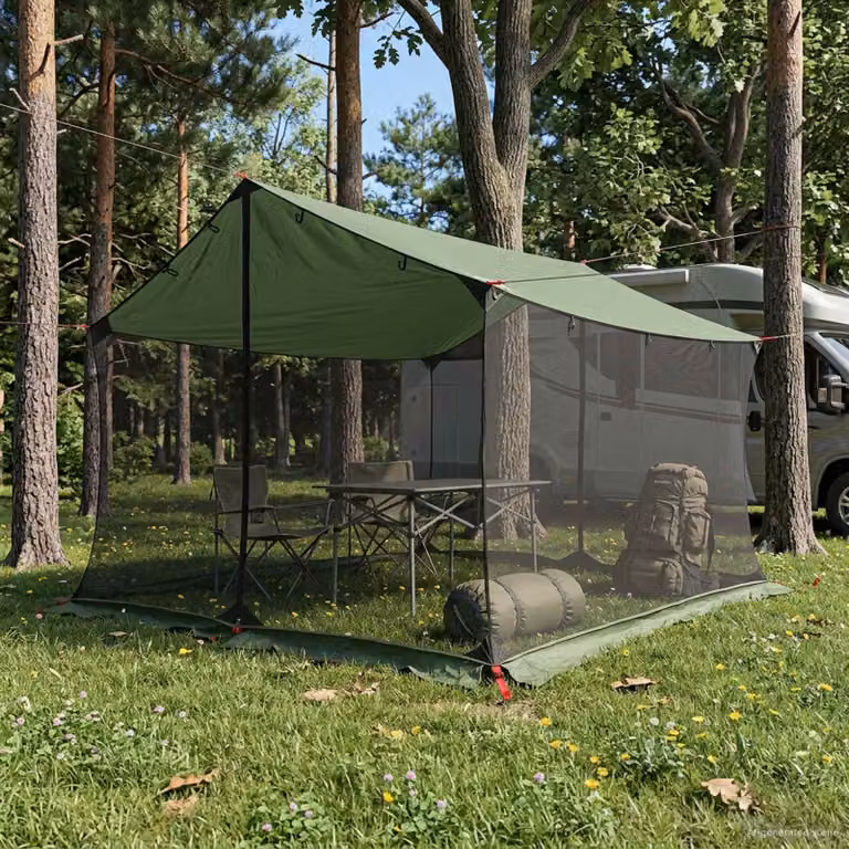 Telo da campeggio vidaXL con pareti in rete verde L: 340 cm, P: 260 cm, H: 220 cm