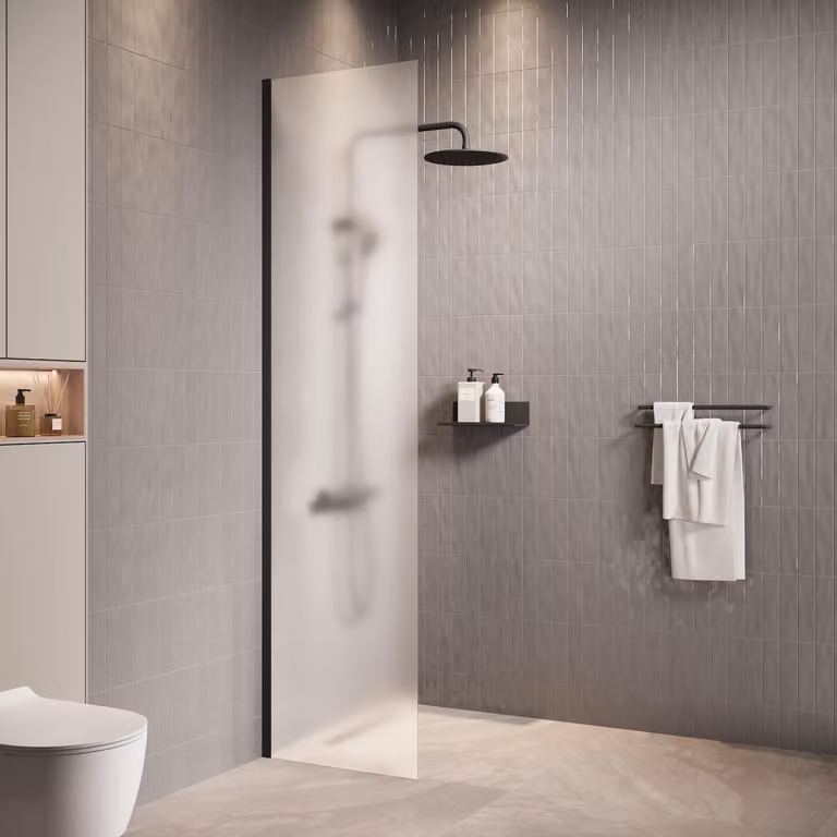 Badplaats Parete Doccia Florida 40 x 200 cm - Nero - Doccia Walk-In 8 mm con Vetro Satinato