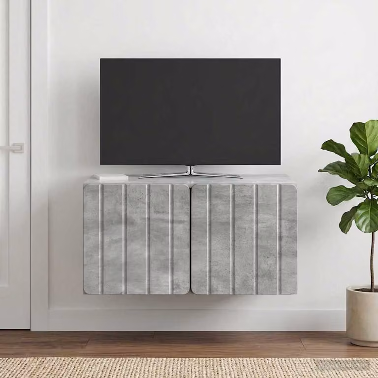 vidaXL Mobile Porta TV da Muro Moderno in MDF Grigio, L 59,5 cm x P 41 cm x H 30 cm