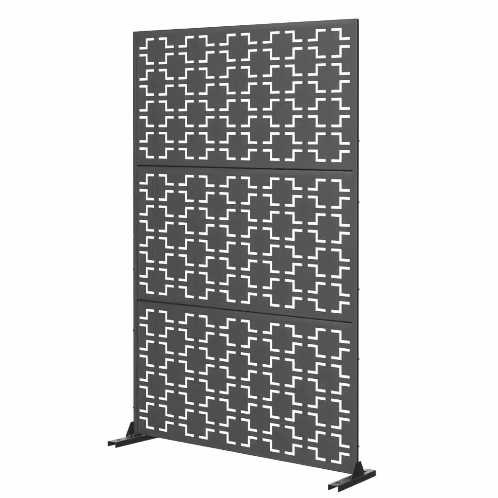 Pannello Divisorio Basciano casa.pro in Acciaio con Struttura Traforata Geometrica, Grigio Antracite, H: 180 cm, L: 90 cm, P: 40 cm – 2