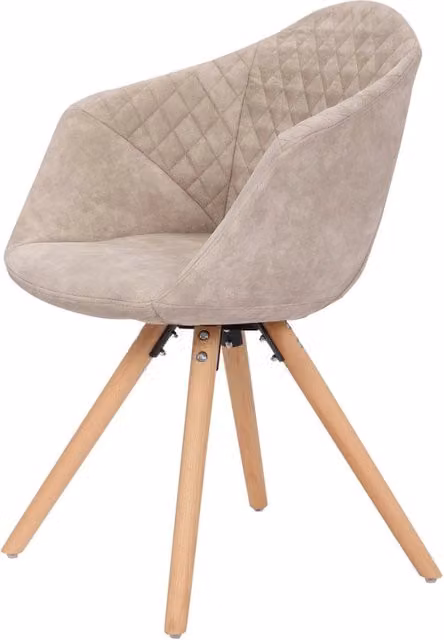 Set di 2 Sedie Chadwick in Tessuto Crema con Gambe in Faggio