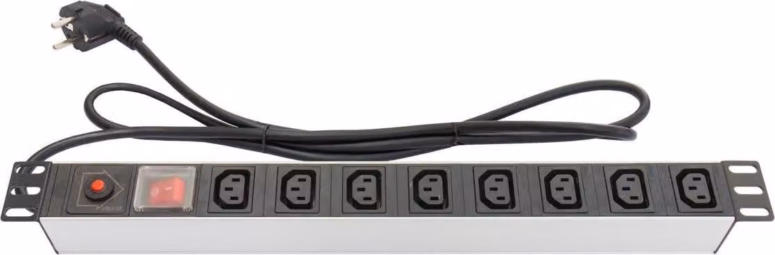 Presa multipla da 19" 8x C13, protezione da sovratensione, 1U, interruttore