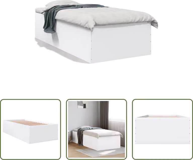 The Living Store Struttura letto bianca 90x200 cm in materiale ligneo