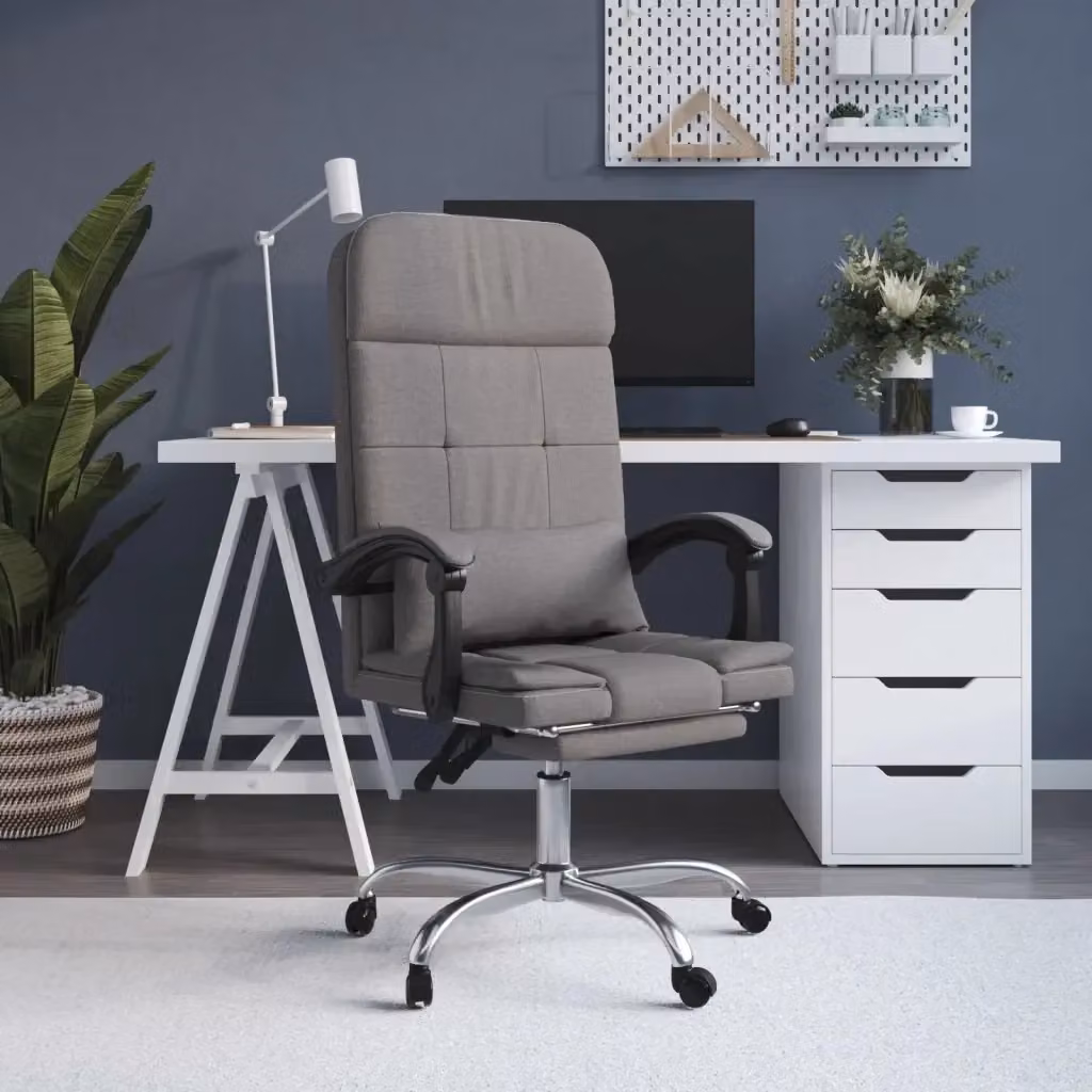 Sedia da Gaming e Ufficio Design In Beige e Grigio in Tessuto con Poggiatesta e Ruote – 2