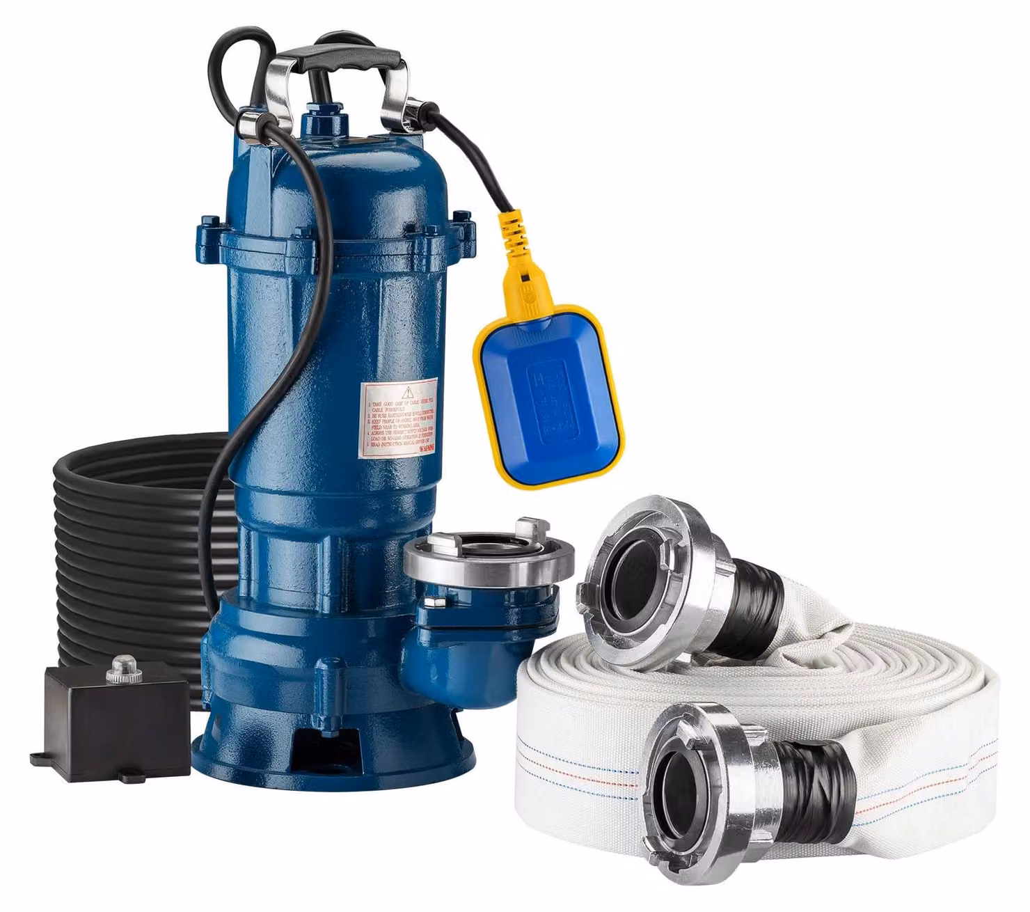 Pompa per acque sporche, 1500 W, 36000 l/h, 20 metri di tubo di aspirazione, altezza massima di sollevamento: 10 metri