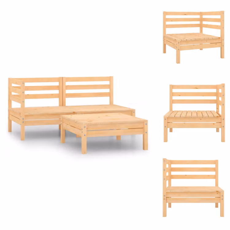 vidaXL Set di 3 pezzi da giardino in pino massiccio - Set di mobili da giardino