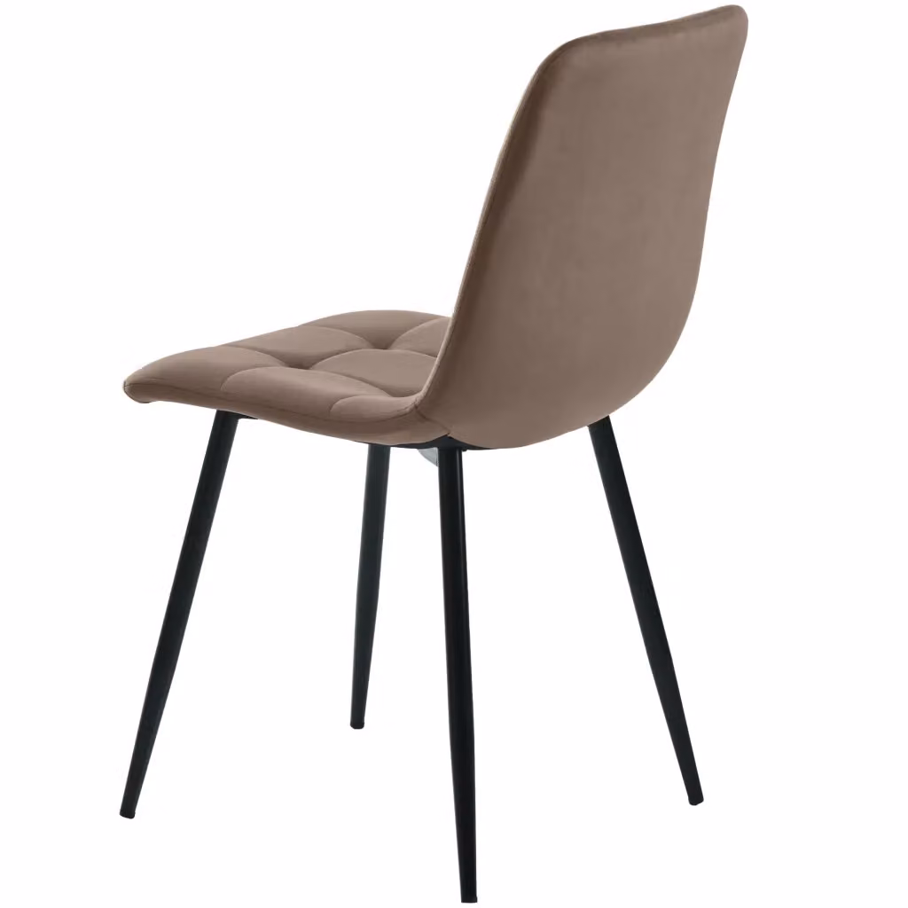 Set di 4 sedie da pranzo WISHDOR in velluto marrone con schienale imbottito e struttura in metallo e legno per soggiorno o cucina – 2