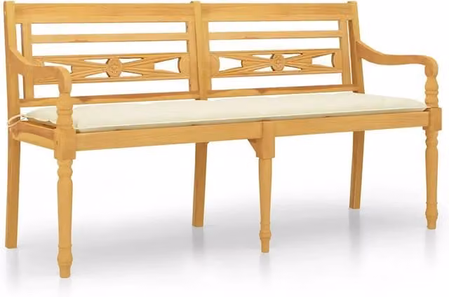 Panchina da giardino Batavia in legno di teak con cuscini beige L: 150 cm