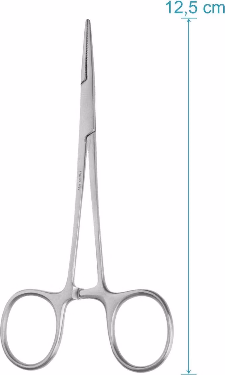 Morsetto con punta dritta e scanalata in acciaio inox