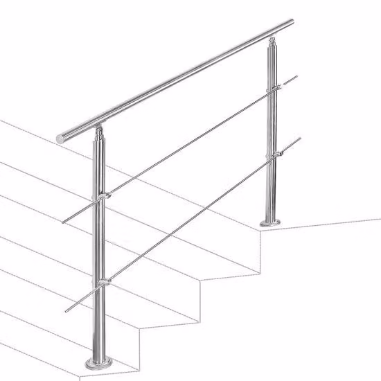 Scala a pioli da 120 cm con 2 traverse, in acciaio inossidabile color argento. Adatta a qualsiasi tipo di scala