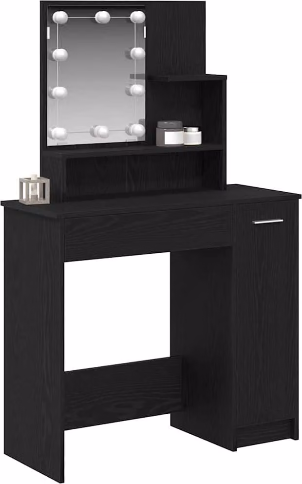 Tavolo da Trucco con cassetto Rovere Nero 86,5 x 35 x 136 cm