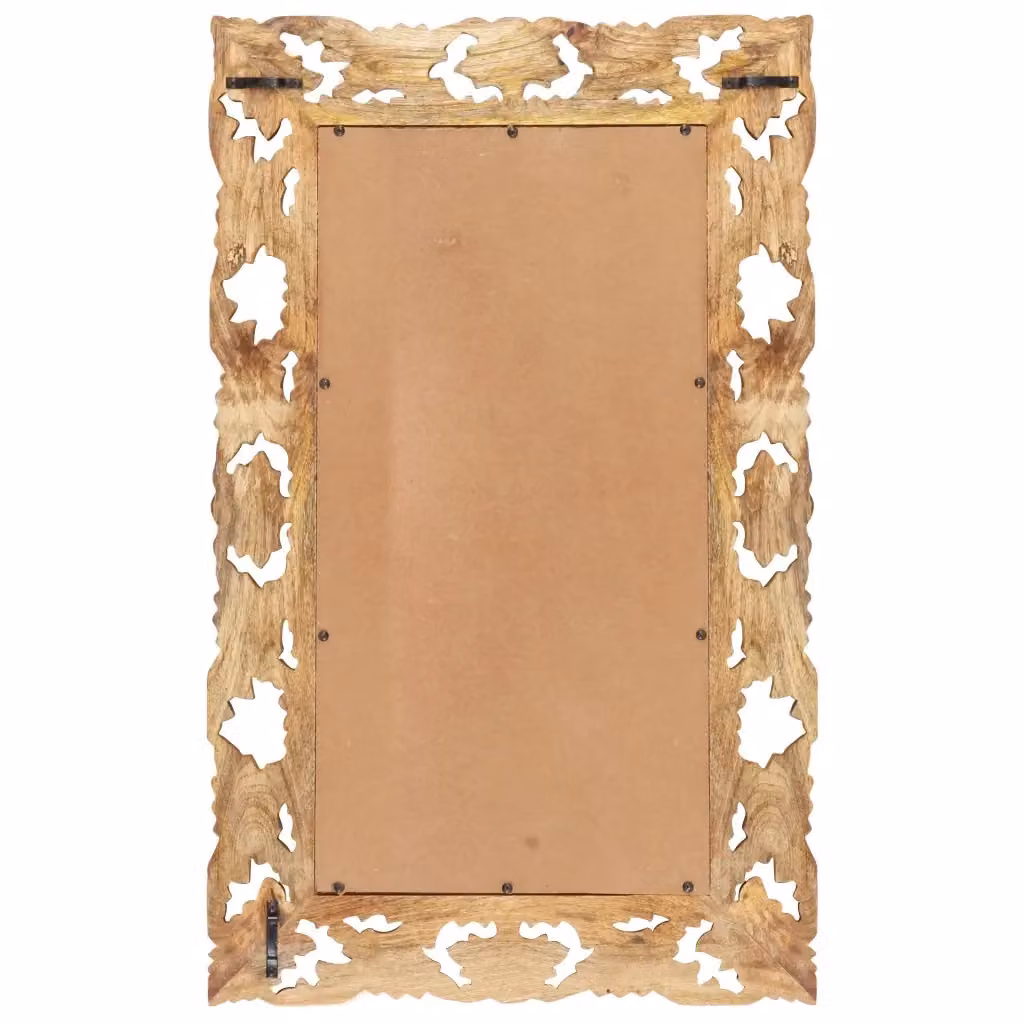 Specchio rettangolare con decorazione floreale etnica vidaXL in legno marrone L: 80 cm, H: 50 cm – 2