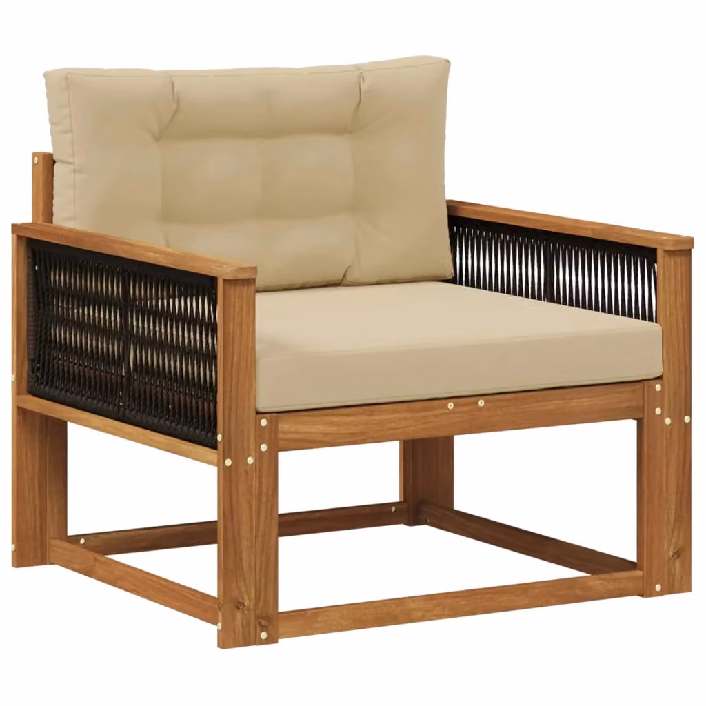 Divano centrale componibile per esterno DESIGN IN in legno di acacia con cuscini beige e marroni – 2