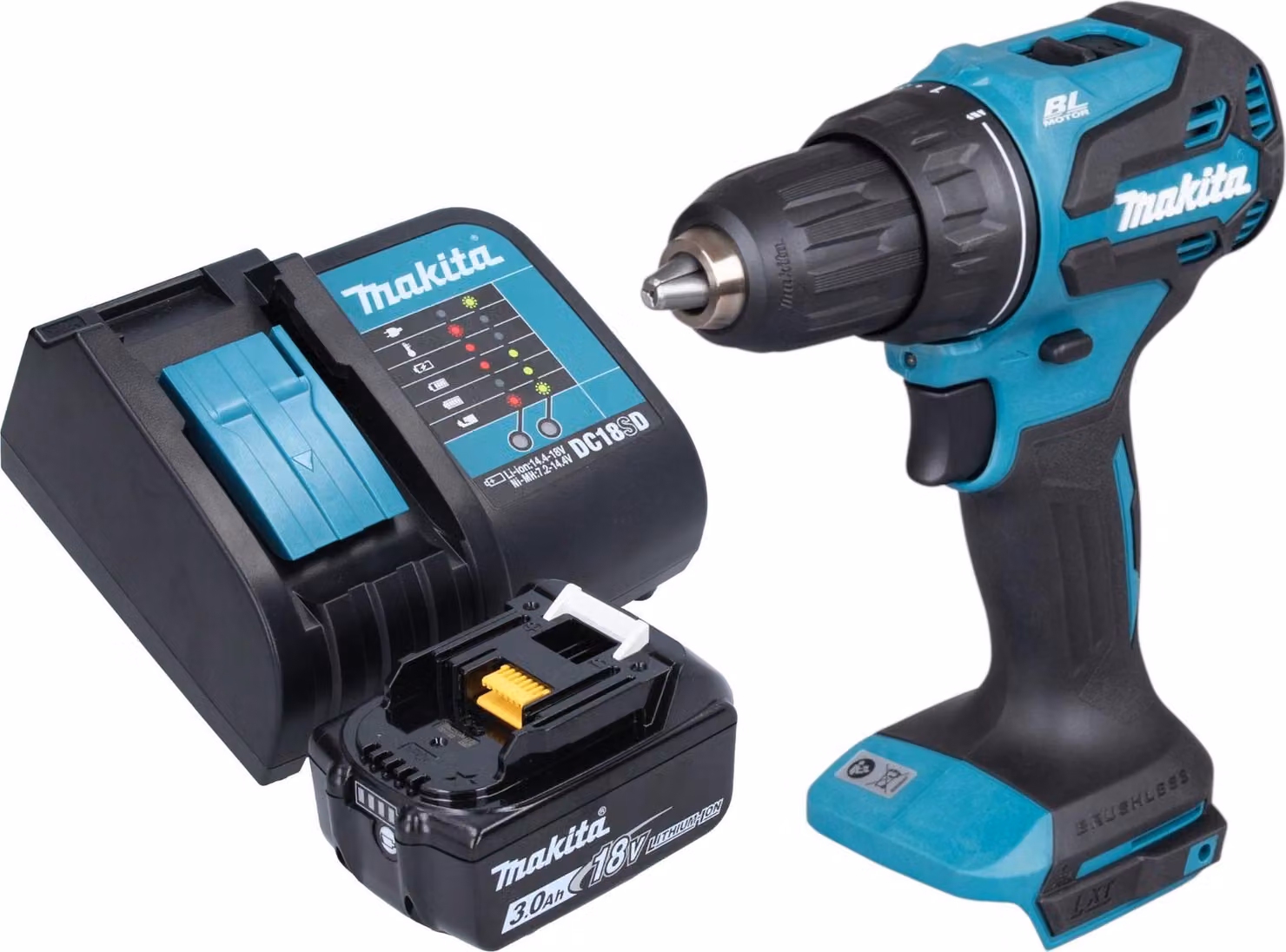 Makita DDF 490 SF1 Trapano avvitatore a batteria 18 V 65 Nm 1/2" Brushless + 1x batteria 3,0 Ah + caricabatteria