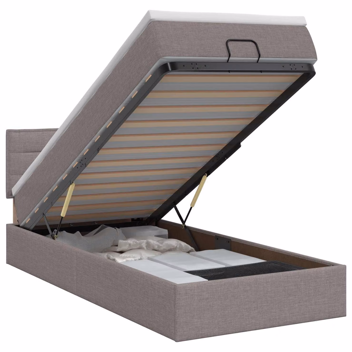 vidaXL Panca letto con materasso e poggiatesta, color taupe, 90 x 190 cm, rivestita in tessuto