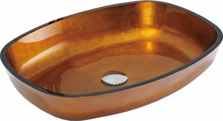 Mexen Araks lavabo da appoggio in vetro 54 x 39 cm, oro - 24155450