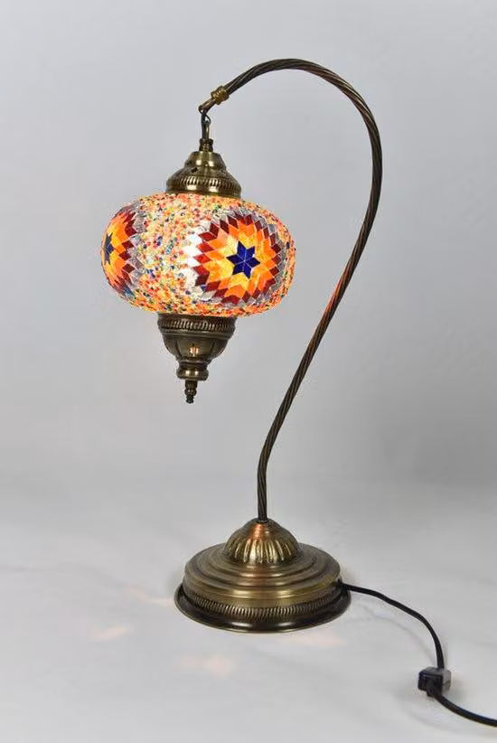 Lampada da notte turca fatta a mano, lampada multicolore orientale da favola