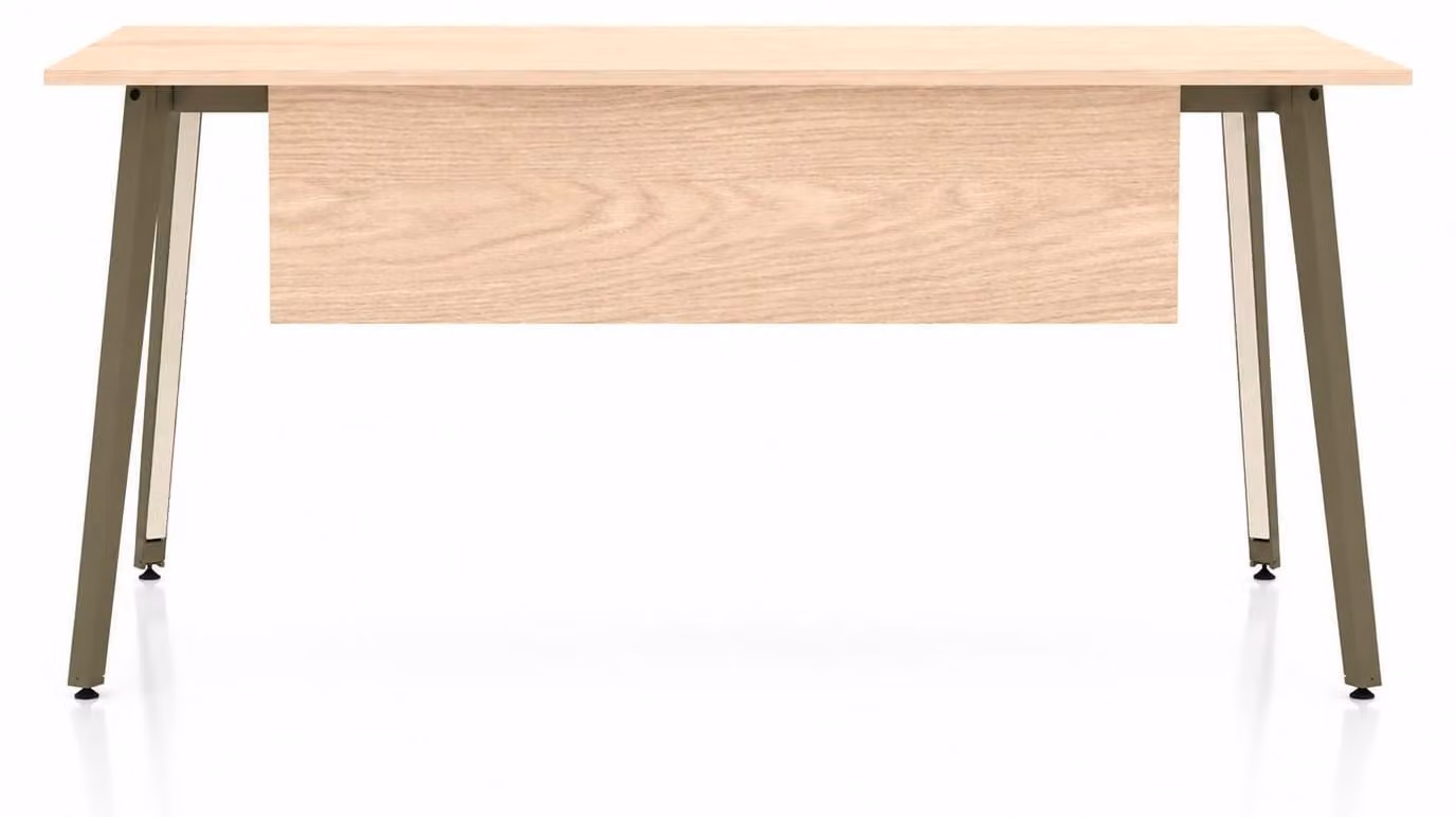 Scrivania moderna, aspetto legno, struttura in metallo, scrivania da ufficio per computer