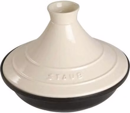 Tajine Staub in ghisa smaltata con coperchio in ceramica, colore beige, capacità 2 l, diametro 28 cm