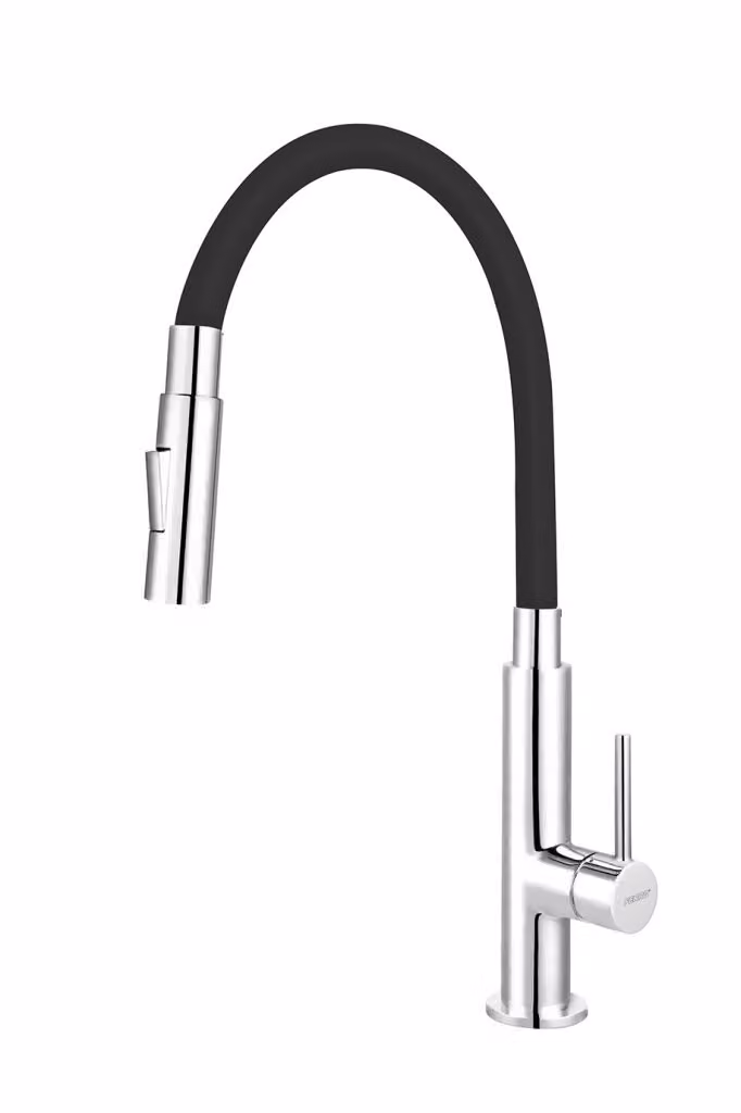 Miscelatore per lavello Ferro con braccio flessibile nero 70730,0C