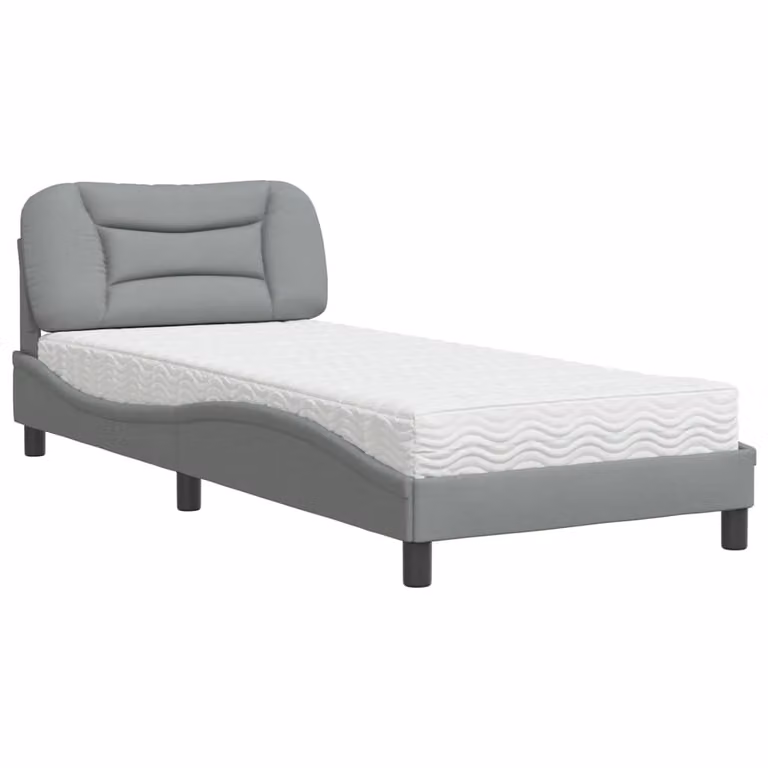 Letto con Materasso Hvar Grigio Chiaro 80x200 cm in Tessuto