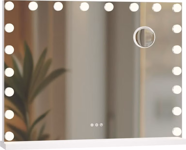 Specchio da parete illuminato - specchio per il trucco - LED dimmerabili e connessione USB | Colore: Bianco | Contenuto: Con Bluetooth