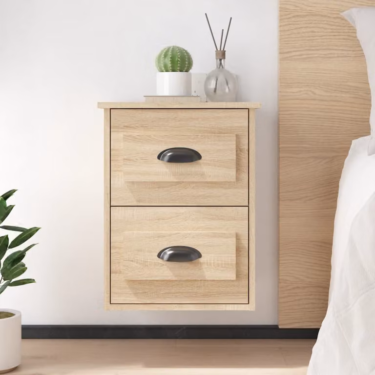 Comodino da parete vidaXL in Rovere Sonoma, moderno, L 41,5 cm x P 36 cm x H 53 cm