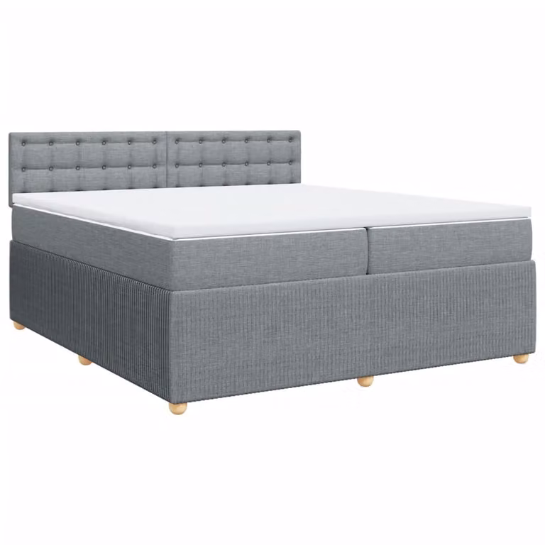 Giroletto a Molle con Materasso Grigio Chiaro 200x200cm Tessuto