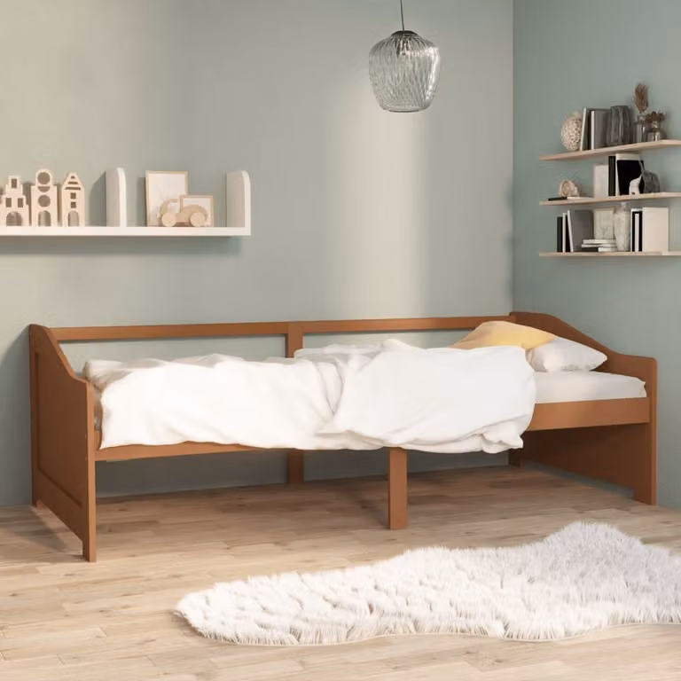 The Living Store Letto da giorno a 3 posti in pino massiccio marrone miele 90x200 cm