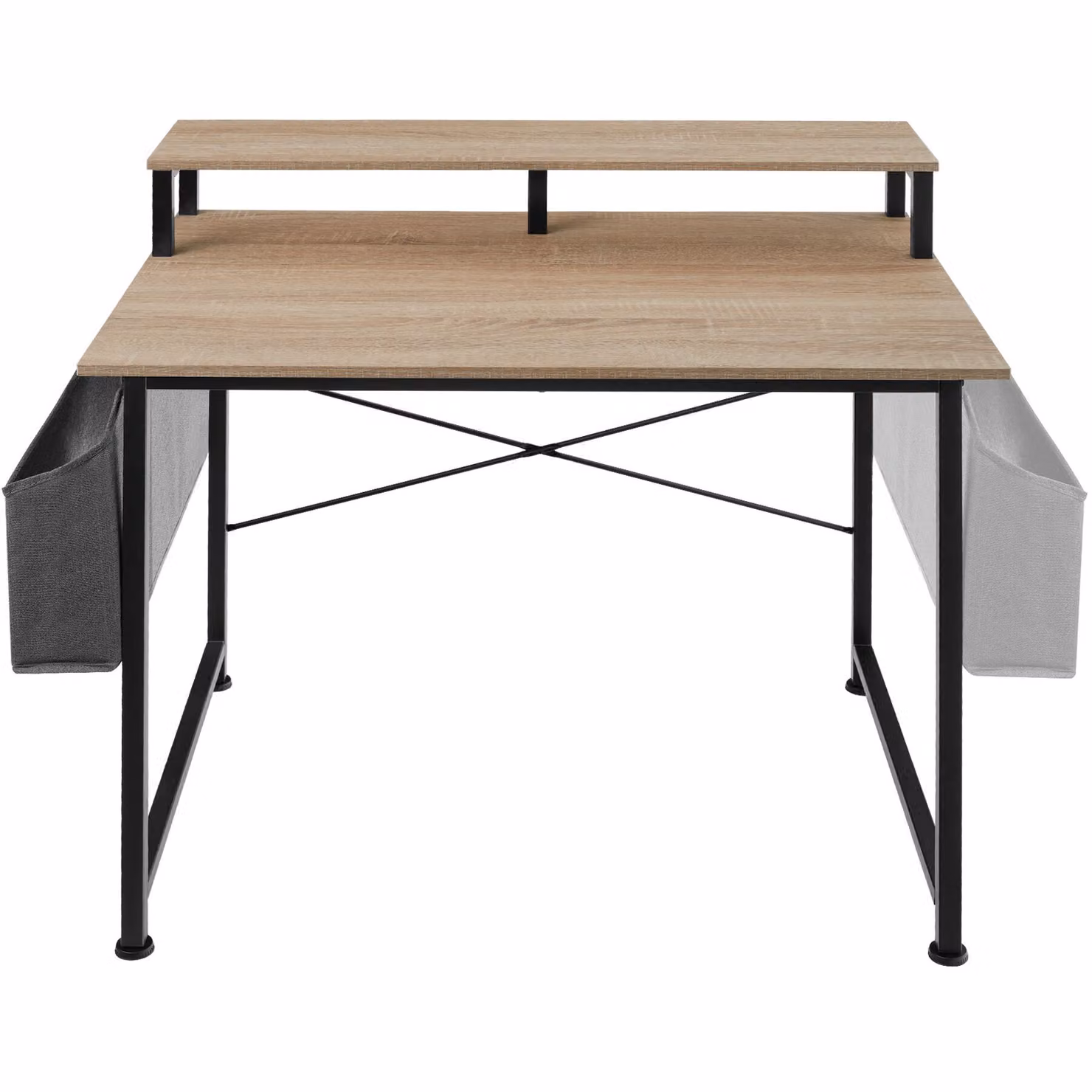 Scrivania da ufficio tectake in stile industriale con struttura a X, colore rovere e beige, L: 120 cm, P: 60 cm, H: 75 cm – 1