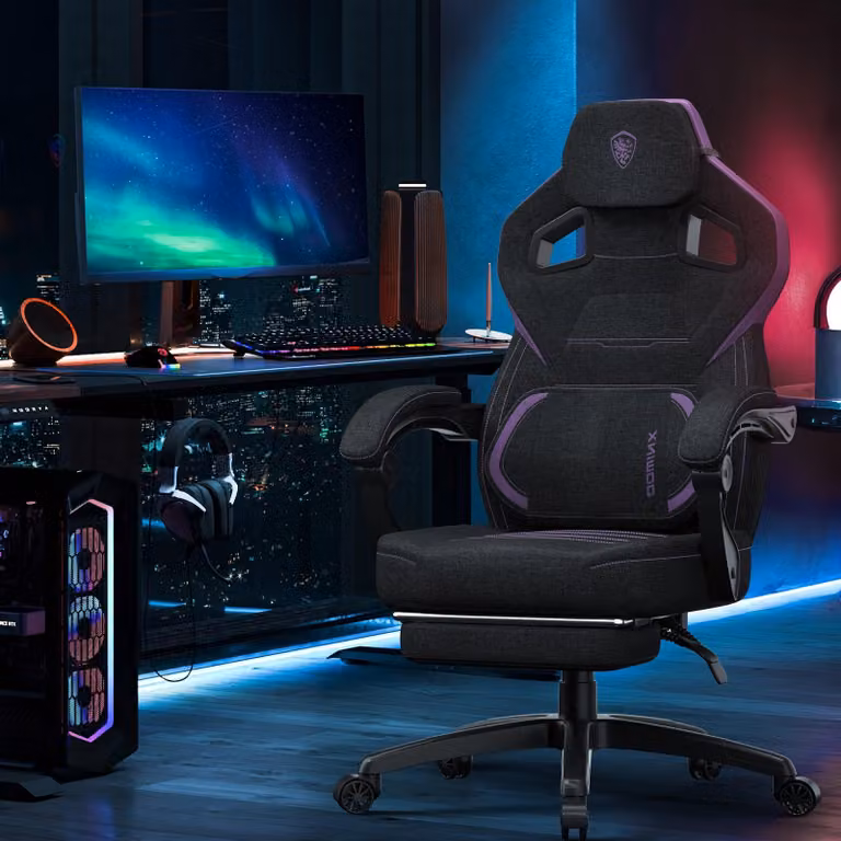 Sedia da gaming - Ergonomica con poggiapiedi - Supporto lombare e poggiatesta regolabili - Tessuto traspirante