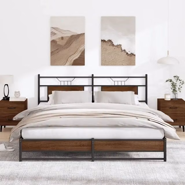 Giroletto senza Materasso in Metallo-Struttura Letto Rovere Marrone 183x213 cm 850708