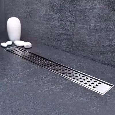 Canalina doccia lineare a pavimento INBAGNO in acciaio inox cromato argento con griglia, scarico e filtro per capelli, L: 75,3 cm
