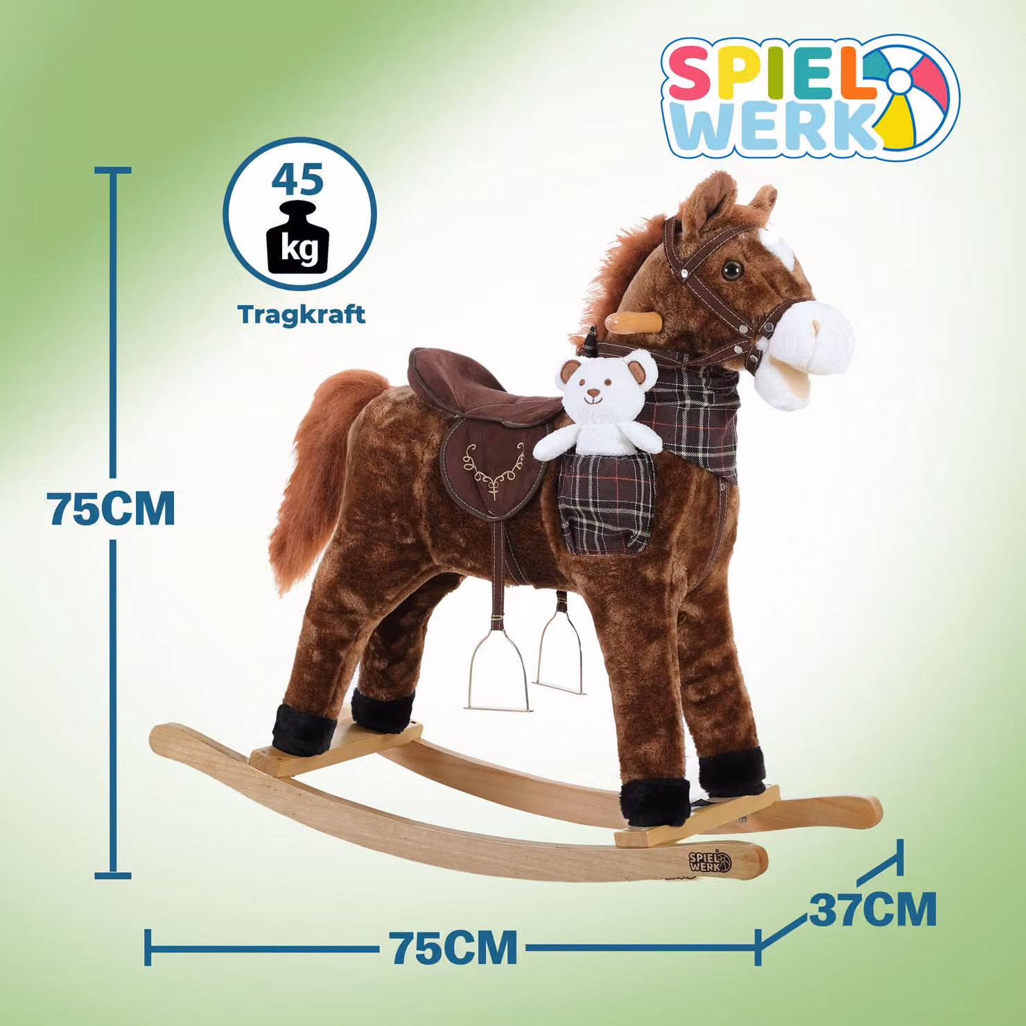 Dondolo a cavallo Deuba® marrone con funzione audio e motore – 4