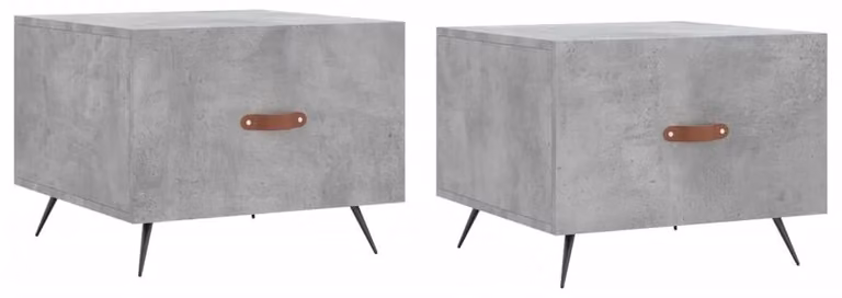 Set di 2 tavolini da salotto in grigio cemento, dimensioni 50 x 50 x 40 cm