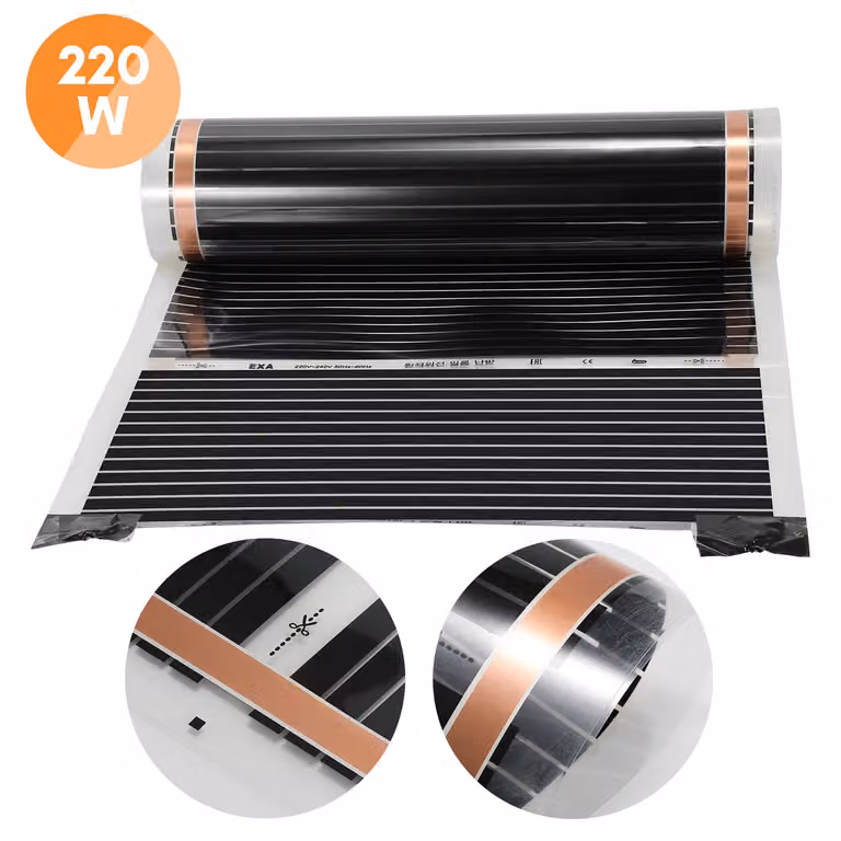 Foglio riscaldante Jayseuw 220 Watt/m2, set di fogli riscaldanti, riscaldamento a pavimento adatto per 10m2, infrarossi-elettrico, LxL: 200x50cm (per pezzo)