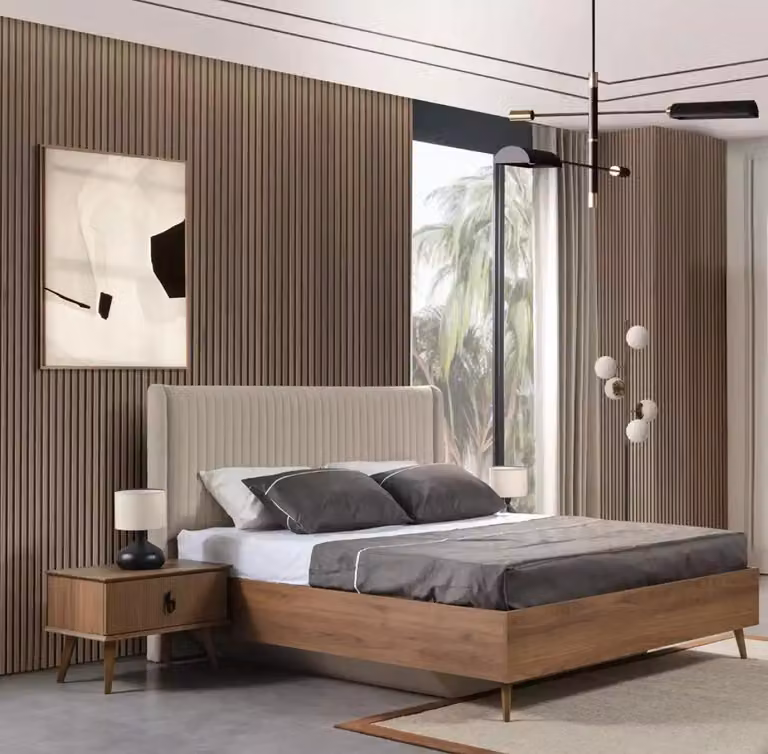 Letto 2x comodini 3pcs. camera da letto design mobili in legno marrone nuovo set