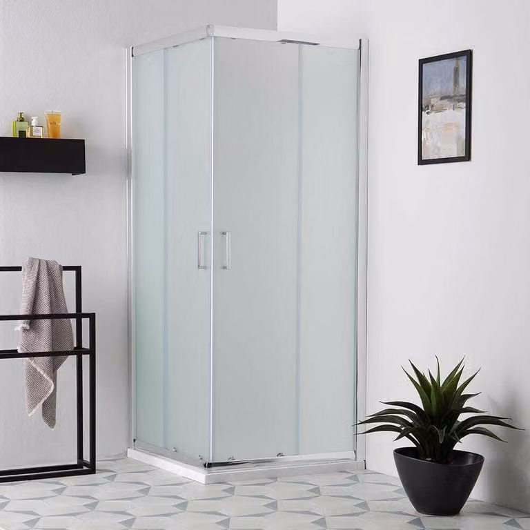 Box doccia in cristallo satinato quadrato 80x80 con ante scorrevoli | Giada