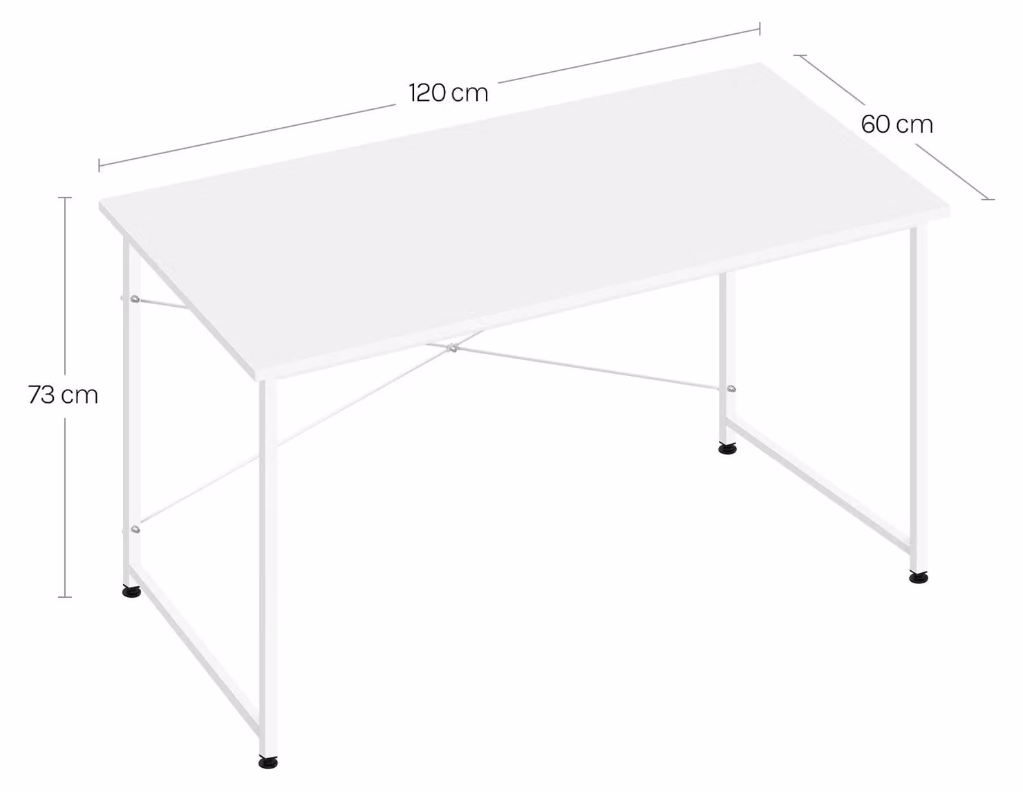 Scrivania - Scrivania per computer - 120 x 60 cm - Bianca - Struttura in metallo - Rettangolare - Piano in legno - Da montare