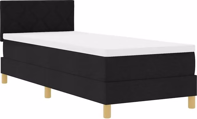 Letto singolo | Letto per adulti | Letto a Sorgente LED con cuscino Nero 80 x 200 cm Tessuto