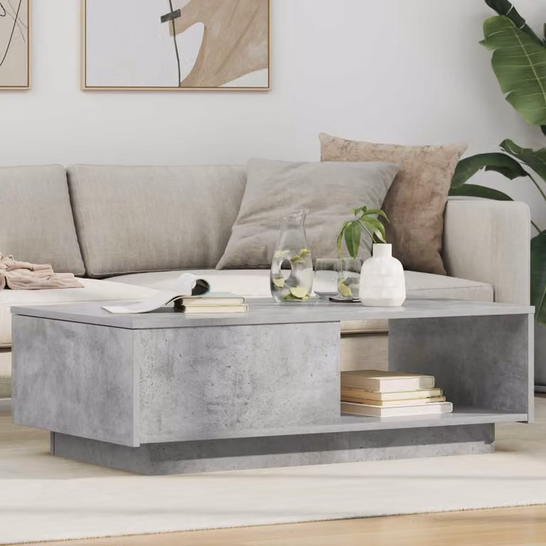 vidaXL Tavolino da salotto moderno rettangolare in MDF grigio L: 95 cm, P: 55 cm, H: 31 cm