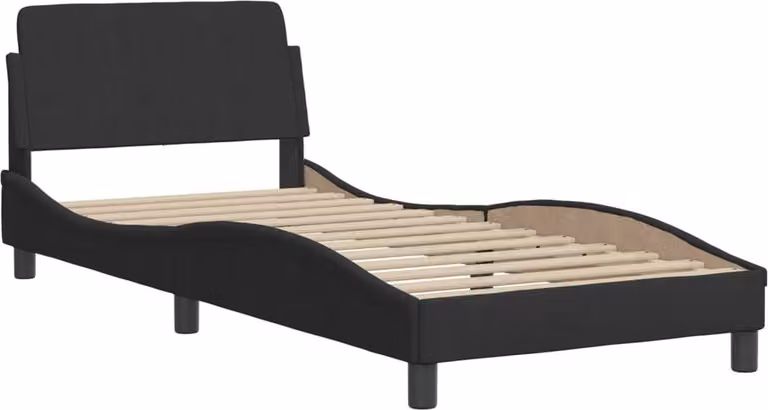 Giroletto con Testiera Dover Nero 90x200 cm Velluto