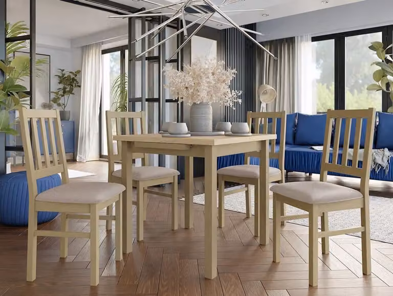 Set da pranzo 4+1 ADELBITE 1 - rovere sonoma / beige
