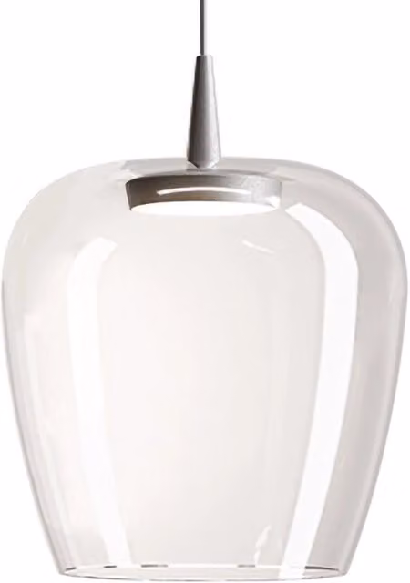 Zafferano Lampada a sospensione Bilia 230V LED 8W 2700K in vetro borosilicato soffiato a bocca con finitura alluminio trasparente diametro 27 cm