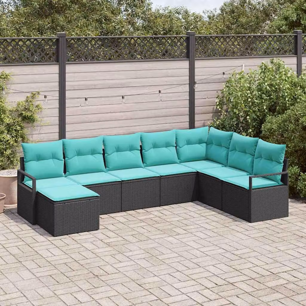 Maison Exclusive - Set di divani da esterno, 8 pezzi, colore nero [Materiale sintetico]: rattan sintetico