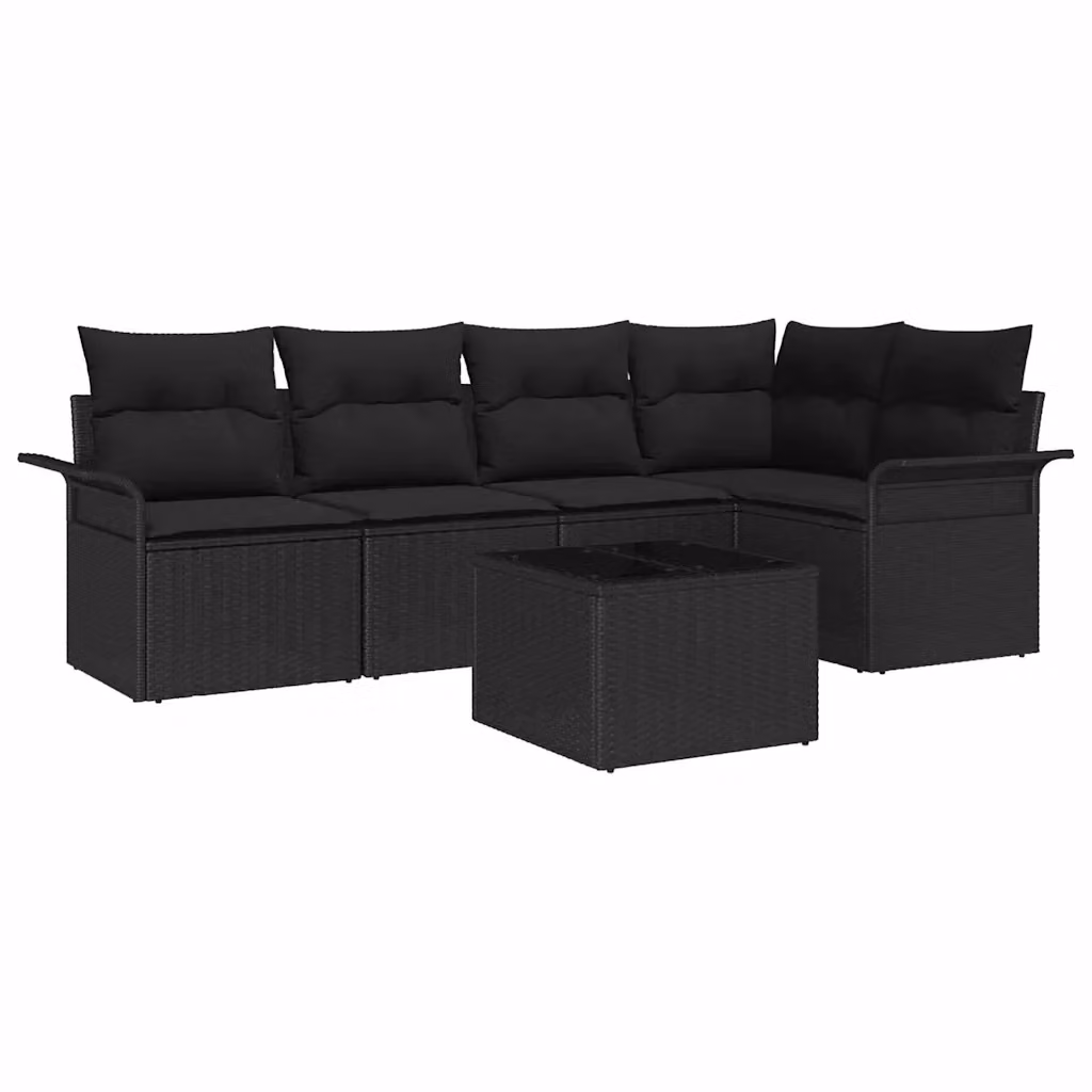 Set Divano da Giardino a L vidaXL 6 Pezzi con Cuscini e Tavolino Nero – 2