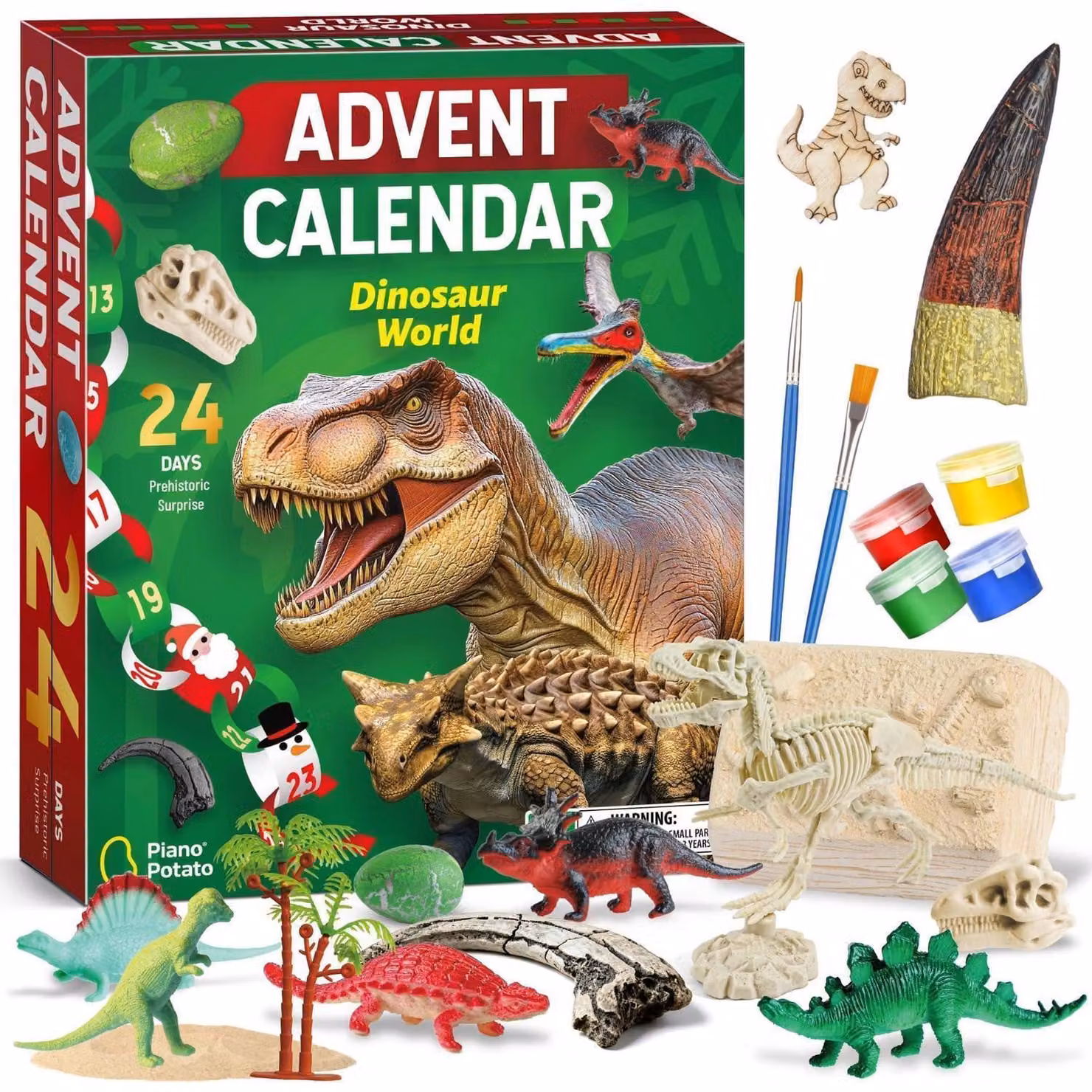 Calendario dell'Avvento 2026 per bambini, con 24 sorprese: giocattoli, personaggi, scheletri e attività – Set a tema dinosauri, adatto a bambini e bambine dai 3 anni in su