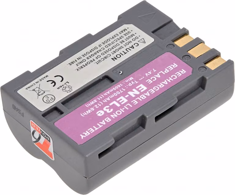 Batteria T6 Nikon EN-EL3e, EN-EL3, EN-EL3a, 1700mAh, grigio