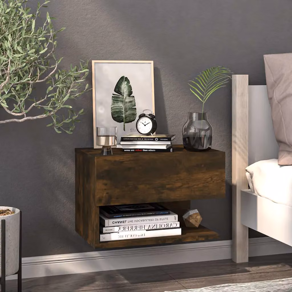 vidaXL Comodino a Muro in Rovere Fumo Marrone