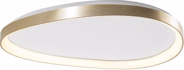 Lotus Plafoniera LED 48W 3000K IP20 - Lampada da soffitto asimmetrica in metallo color oro satinato, design sottile ed elegante - Rossini Group